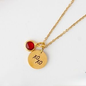 Plunder Gold XO Necklace with Red Charm